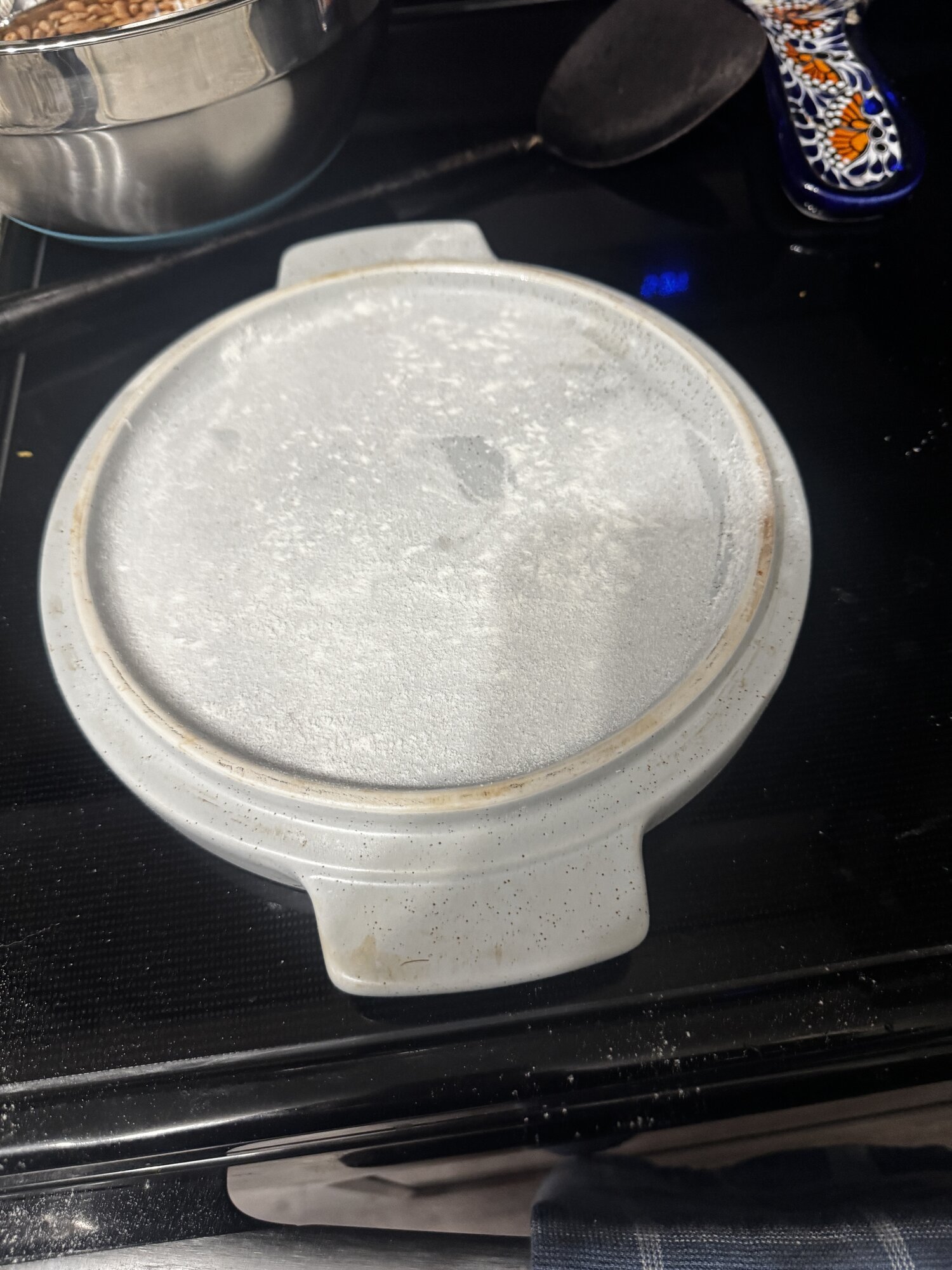 The floured baking surface after discovering there was no parchment paper.