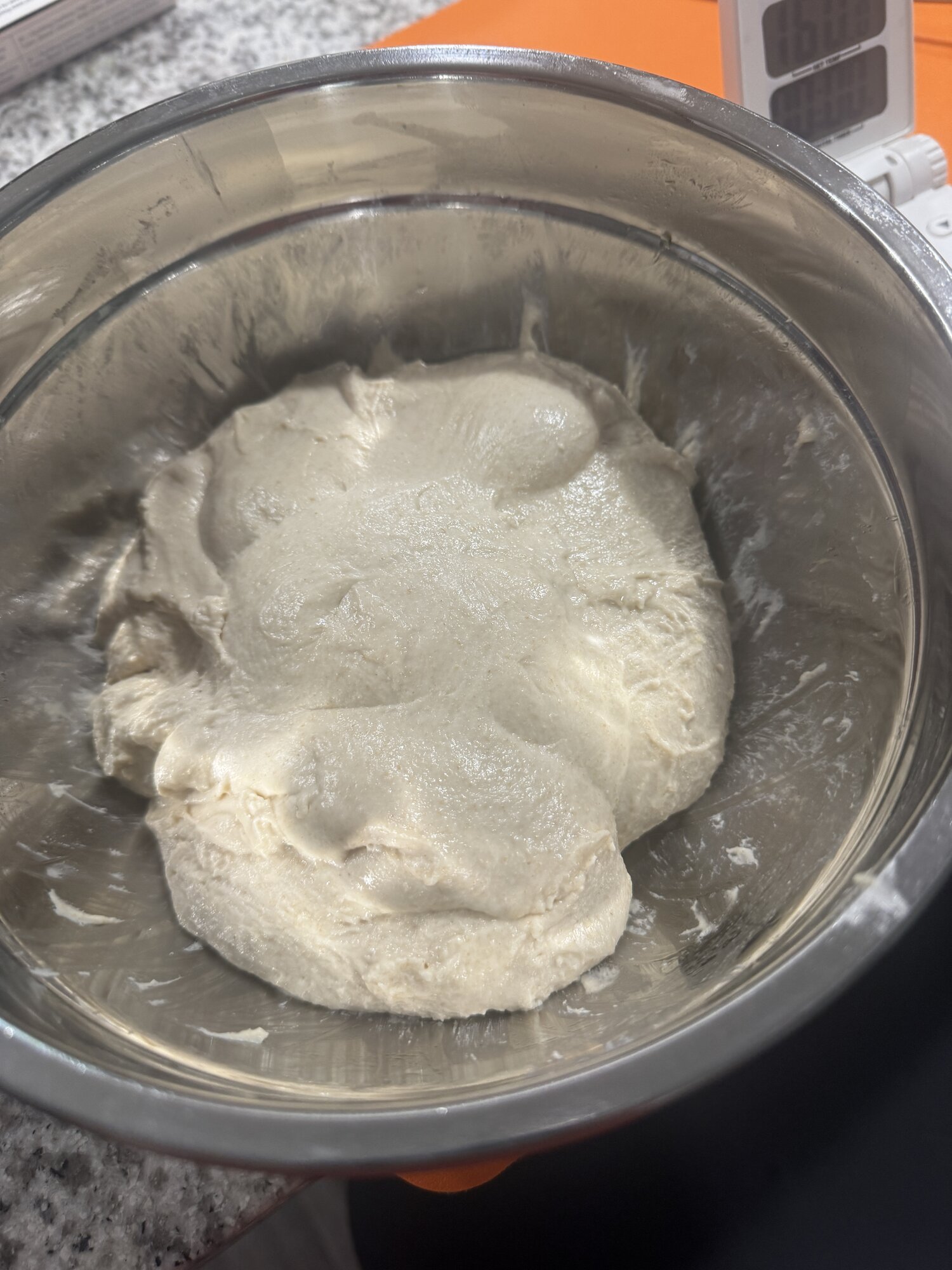 The stronger, smoother dough after the third fold.