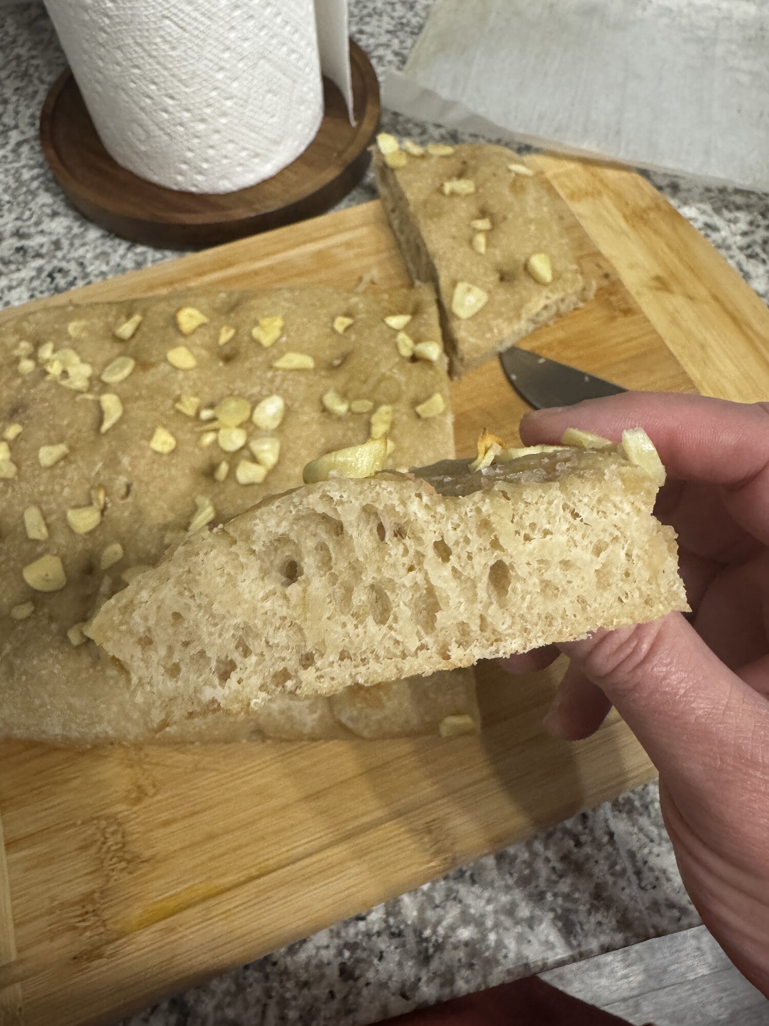 The light, irregular crumb inside Bake003.