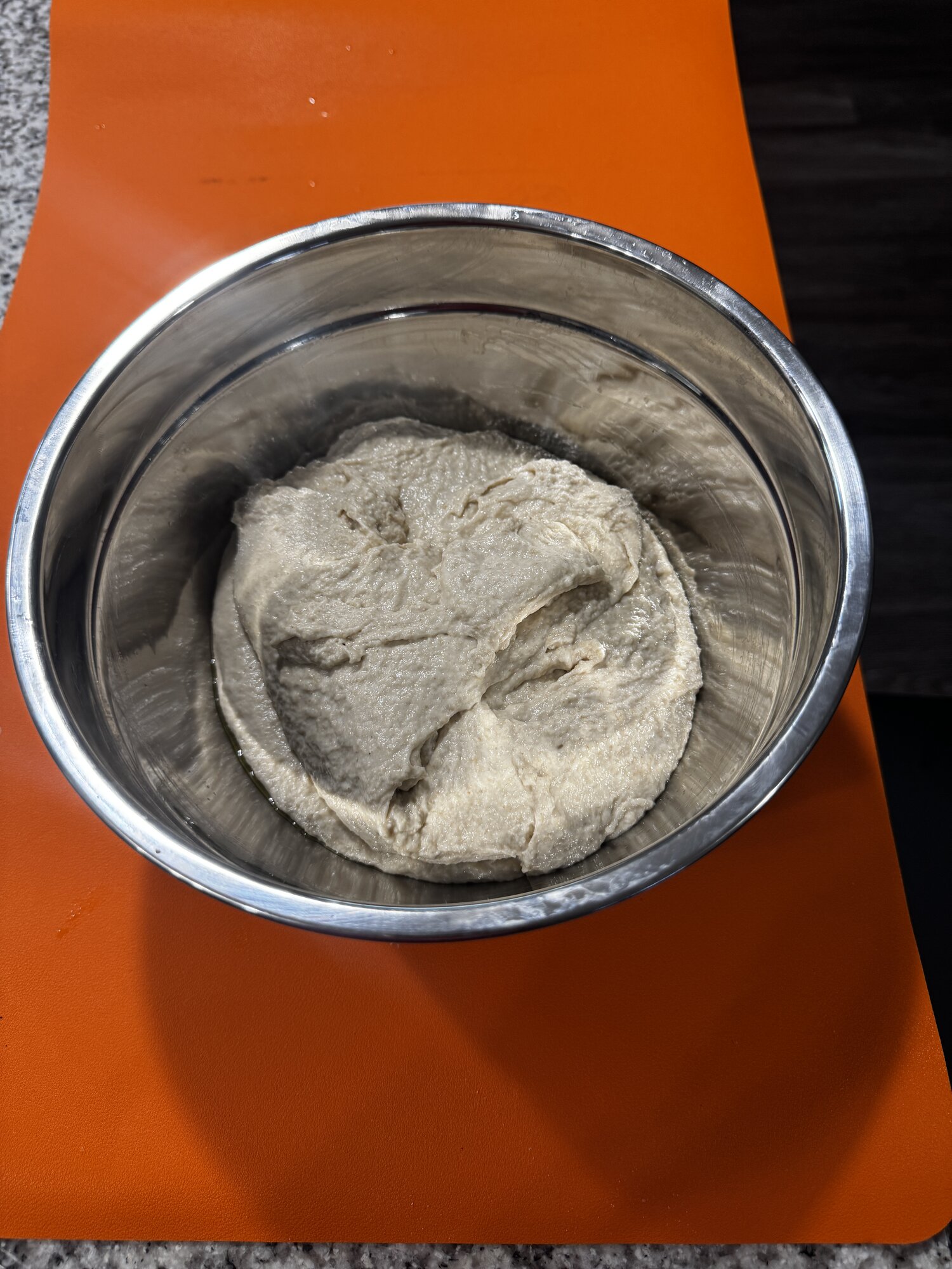 The dough beginning its 30-minute rest in a lightly oiled bowl.