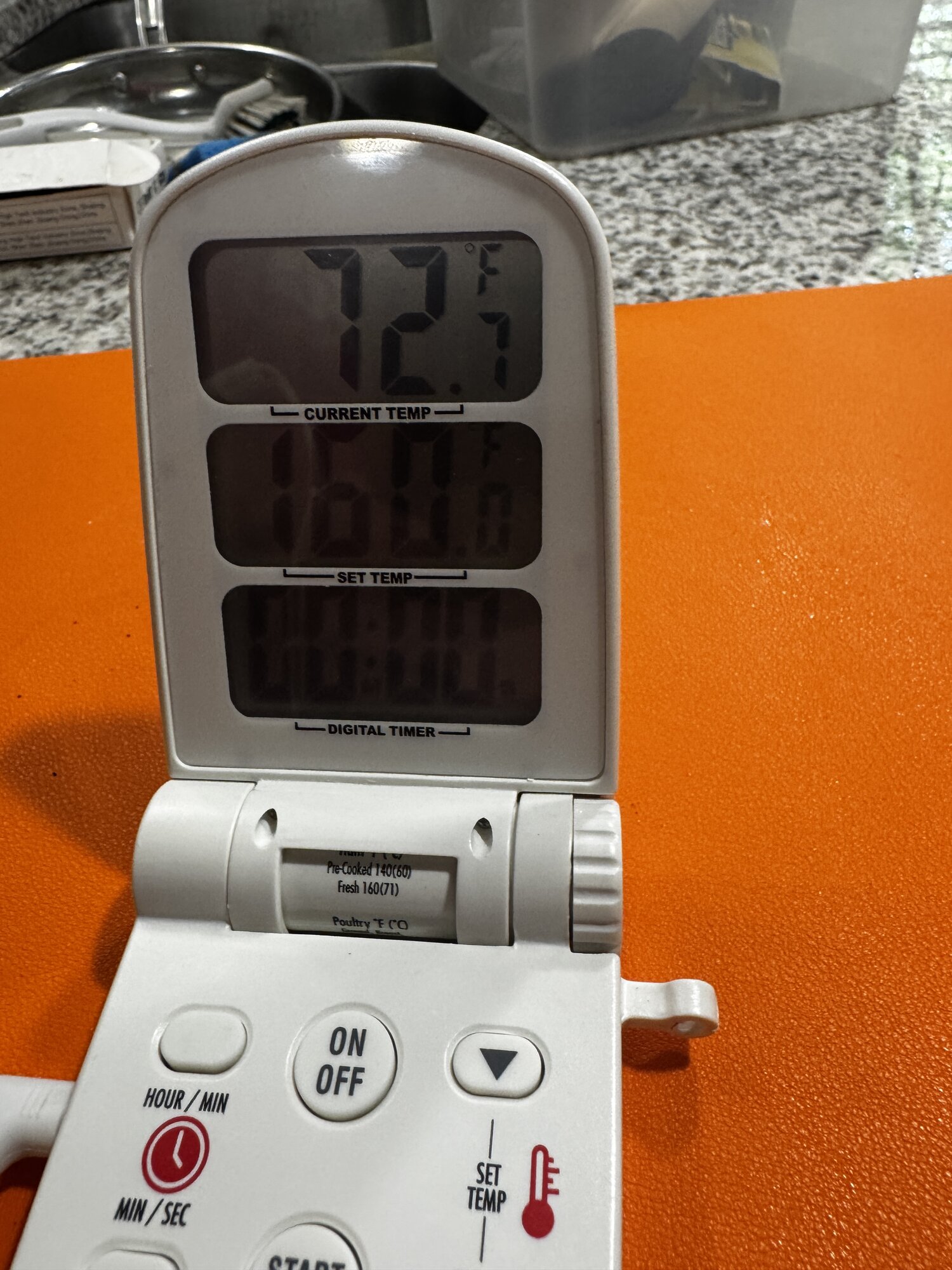 The dough measured 72.7°F at 2:25 pm.