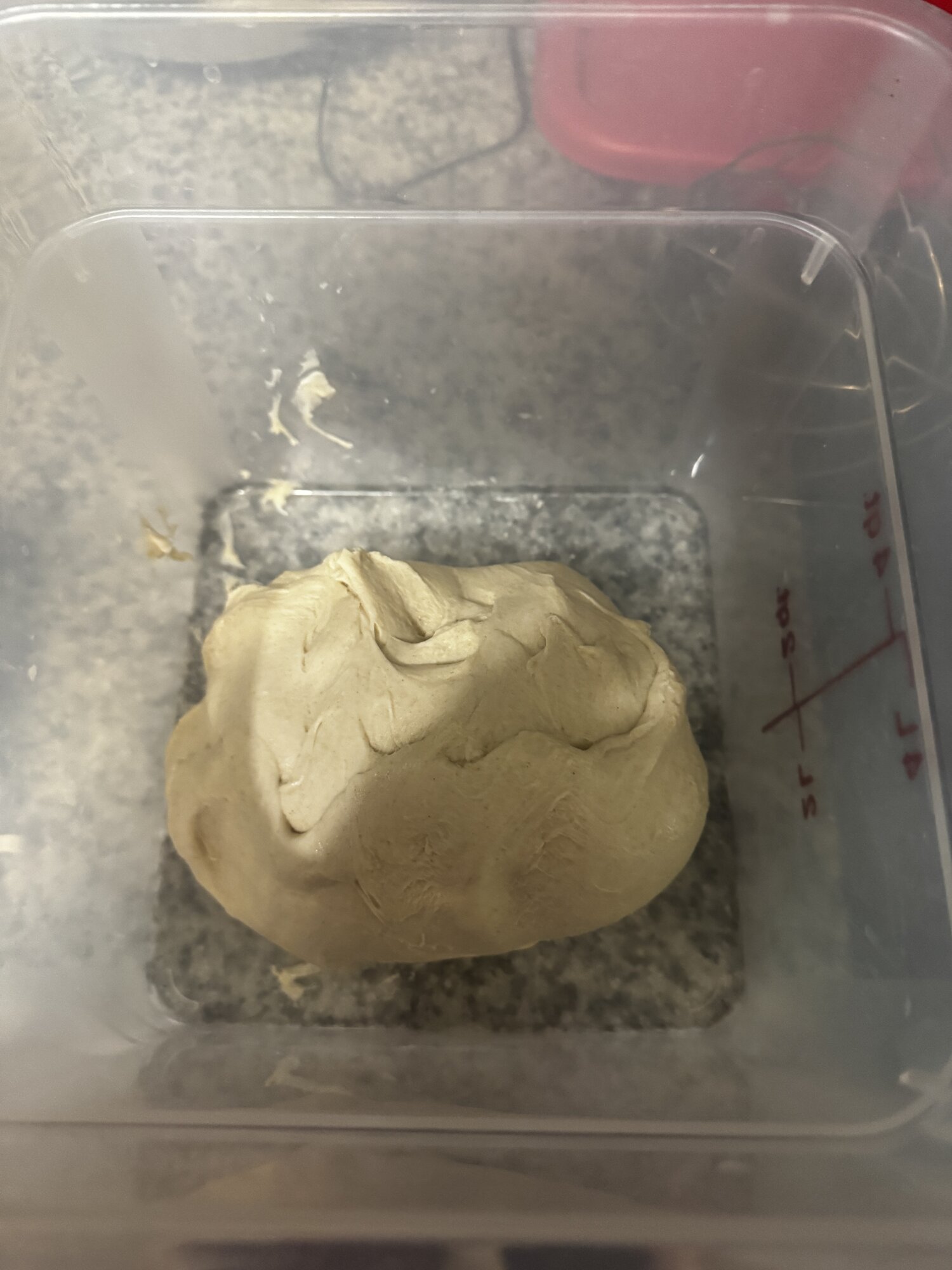 A smoother, stronger dough after the second fold.