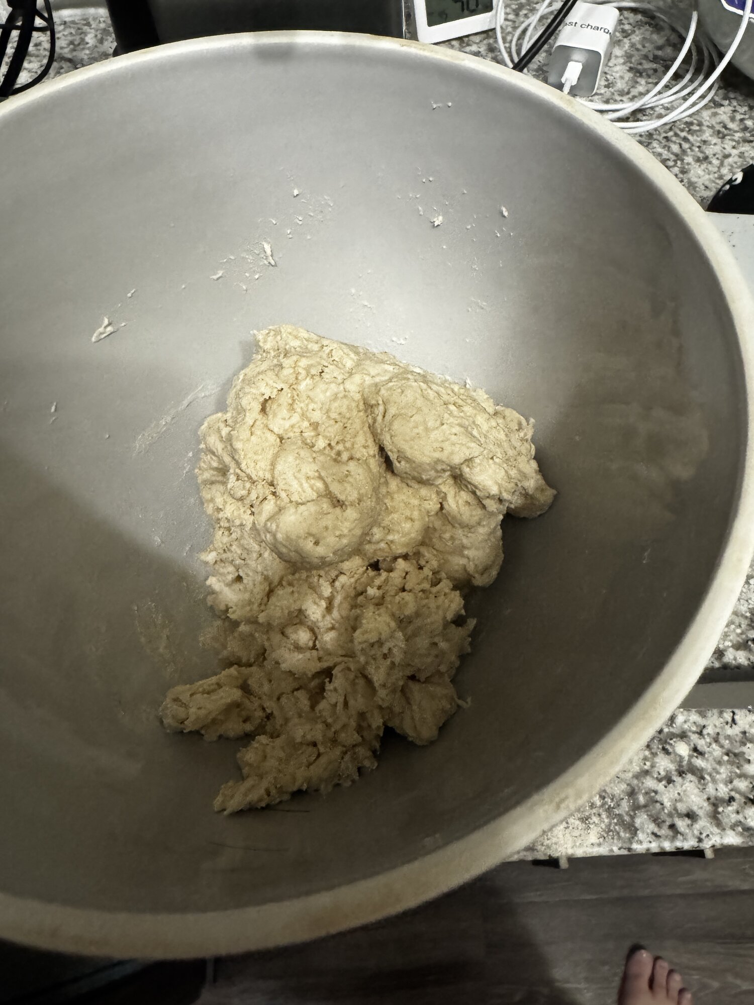 The shaggy dough before its short autolyse.